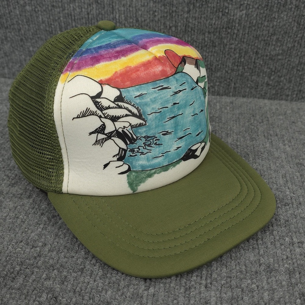 REI Co-op Hat Cap Snap Back Adjustable Green Mesh‎ Trucker Fishing Lake Art Mens - Picture 2 of 10